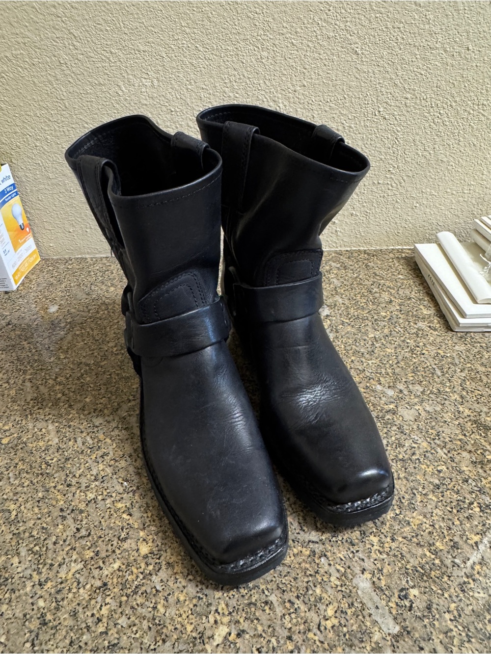 NEW Frye Black Leather Harness Boots - Picture 4 of 7